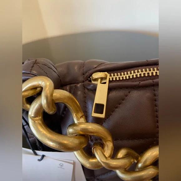 NWT Rare Zara Genuine Leather Quilted Chunky Chain Strap Shoulder Bag - Picture 16 of 17